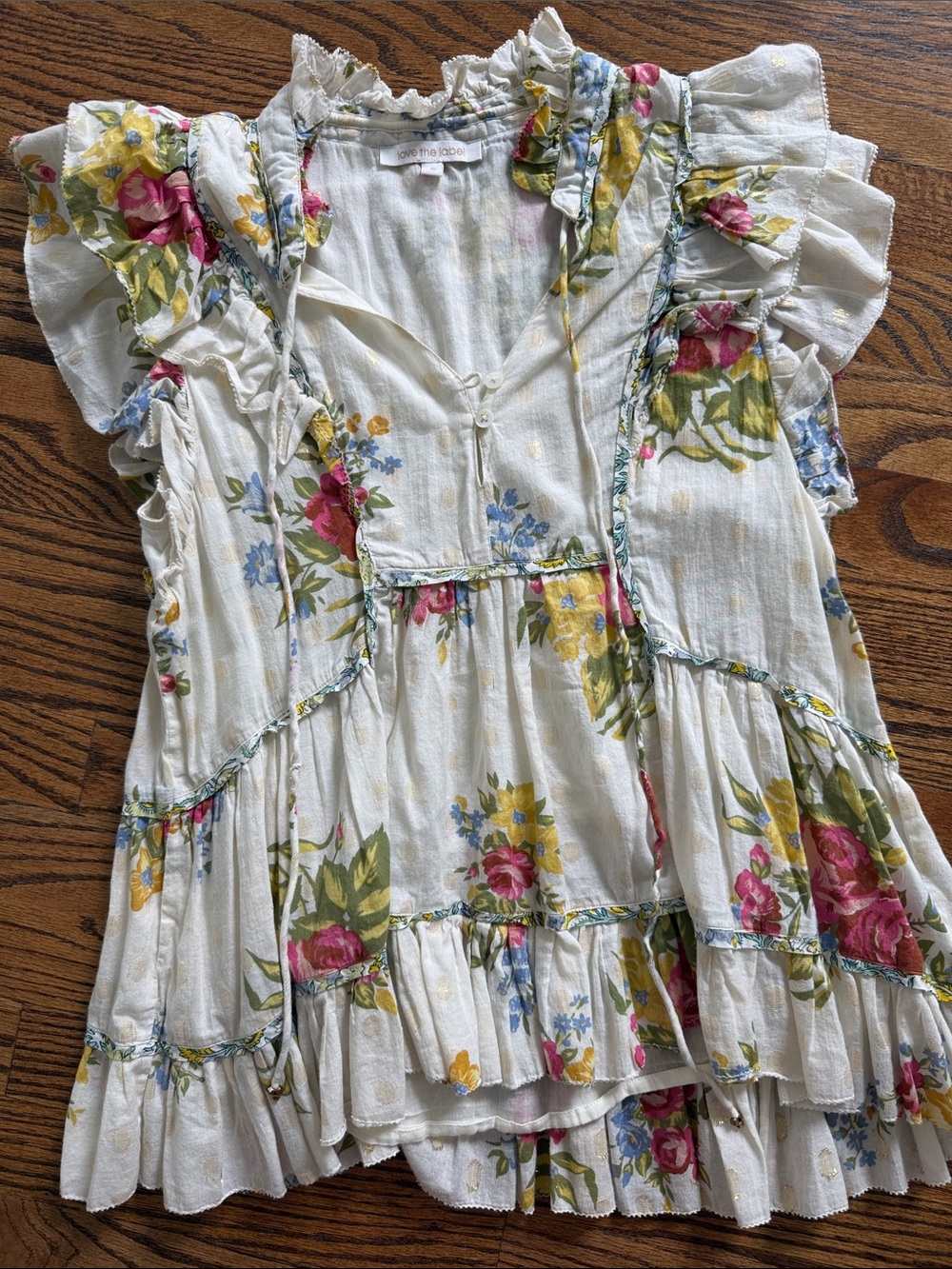 Love the Label Floral Ruffle Blouse Size Small